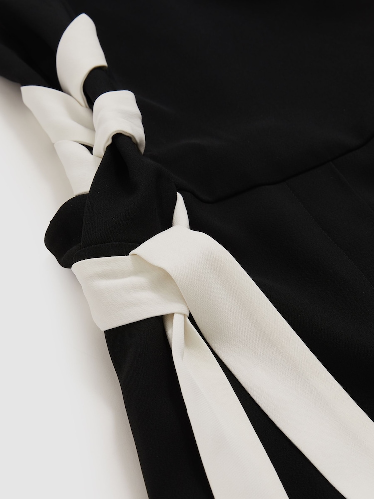 Reiss Navy/White Emma Lace-Up Side Wide-Leg Jumpsuit - Image 6 of 6