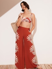 Mint Velvet Red Floral Print Wide Trousers - Image 1 of 8