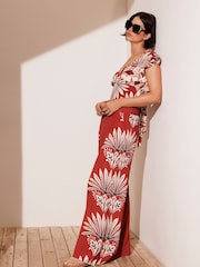 Mint Velvet Red Floral Print Wide Trousers - Image 2 of 8