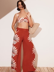 Mint Velvet Red Floral Print Wide Trousers - Image 3 of 8