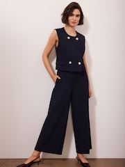 Mint Velvet Blue Cropped Wide Trousers - Image 3 of 8