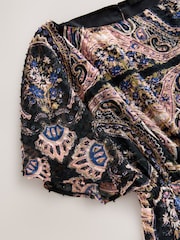 Pink Paisley Print Mini Textured Dobby Elasticated Waist Dress - Image 3 of 3