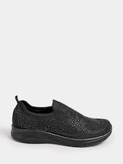 Yours Curve Black Extra-Wide Fit Slip On Diamante Trainers - Image 2 of 5