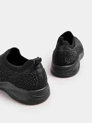 Yours Curve Black Extra-Wide Fit Slip On Diamante Trainers - Image 4 of 5