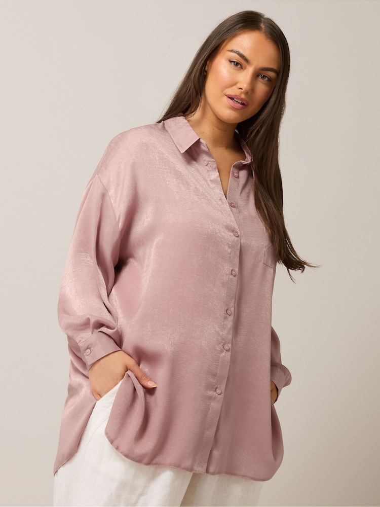 Yours Curve Pink Light Button Through Shirt - Image 1 of 5