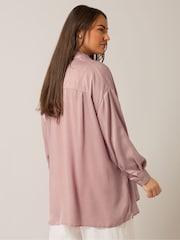 Yours Curve Pink Light Button Through Shirt - Image 3 of 5