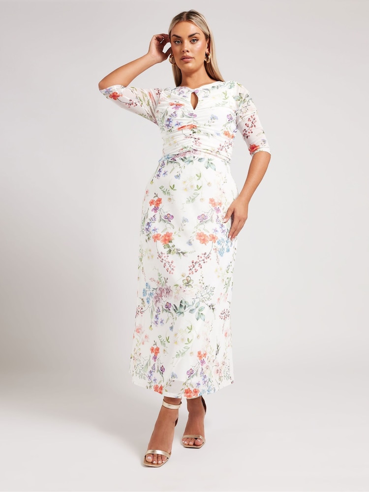 Weiß - Yours Curve London Keyhole Mesh Dress - Bild 1 von 4 Weiß - Yours Curve London Keyhole Mesh Dress - Bild 1 von 4