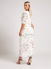 Yours Curve White London Keyhole Mesh Dress - Image 3 of 4