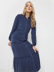 Long Tall Sally Blue Acid Wash Collar Dress - Image 1 of 5