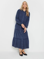 Long Tall Sally Blue Acid Wash Collar Dress - Image 2 of 5