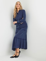 Long Tall Sally Blue Acid Wash Collar Dress - Image 3 of 5