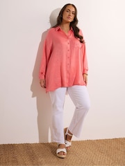 Yours Curve Pink Button Through Blouse - Image 3 of 5
