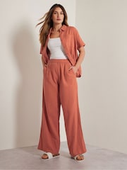 Long Tall Sally Orange Cheesecloth Short Sleeve 100% Cotton Shirt - Image 4 of 6