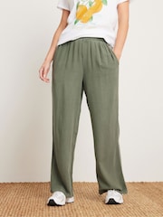 PixieGirl Petite Green Acid Wash 100% Cotton Wide Leg Trousers - Image 2 of 5