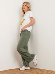 PixieGirl Petite Green Acid Wash 100% Cotton Wide Leg Trousers - Image 4 of 5