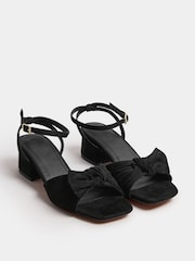 Yours Curve Black Extra Wide Fit Wide Fit Mid Block Bow Sandals - Image 1 of 4