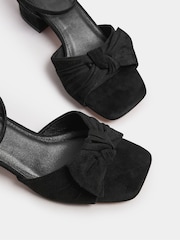 Yours Curve Black Extra Wide Fit Wide Fit Mid Block Bow Sandals - Image 4 of 4