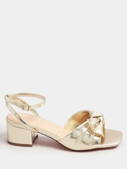 Yours Curve Gold Extra Wide Fit Wide Fit Mid Block Bow Sandals - Image 3 of 4