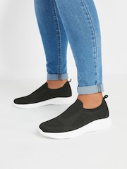 Yours Curve Black Extra-Wide Fit Slip On Knitted Trainers - Image 1 of 5