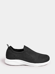 Yours Curve Black Extra-Wide Fit Slip On Knitted Trainers - Image 2 of 5