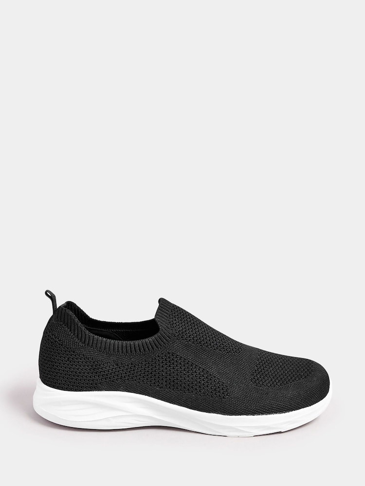 Yours Curve Black Extra-Wide Fit Slip On Knitted Trainers - Image 2 of 5