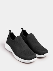 Yours Curve Black Extra-Wide Fit Slip On Knitted Trainers - Image 3 of 5