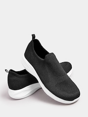 Yours Curve Black Extra-Wide Fit Slip On Knitted Trainers - Image 5 of 5