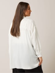 Yours Curve White Button Through Blouse - Image 3 of 5