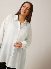 Yours Curve White Button Through Blouse - Image 4 of 5