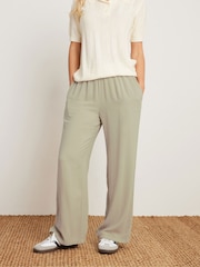 PixieGirl Petite Natural Acid Wash 100% Cotton Wide Leg Trousers - Image 2 of 5