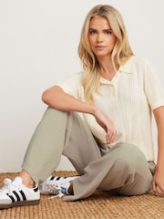 PixieGirl Petite Natural Acid Wash 100% Cotton Wide Leg Trousers - Image 4 of 5