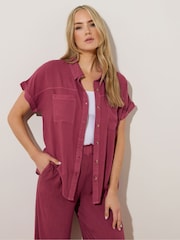 Long Tall Sally Red Acid Wash Pocket Shirt - Image 2 of 6