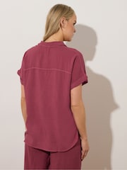 Long Tall Sally Red Acid Wash Pocket Shirt - Image 4 of 6