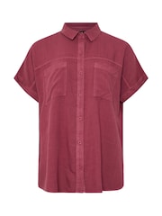 Long Tall Sally Red Acid Wash Pocket Shirt - Image 6 of 6