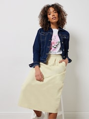 M&Co Natural Poplin Midi 100% Cotton Skirt - Image 1 of 4