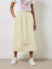 M&Co Natural Poplin Midi 100% Cotton Skirt - Image 2 of 4