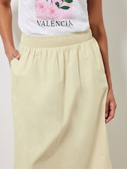 M&Co Natural Poplin Midi 100% Cotton Skirt - Image 4 of 4
