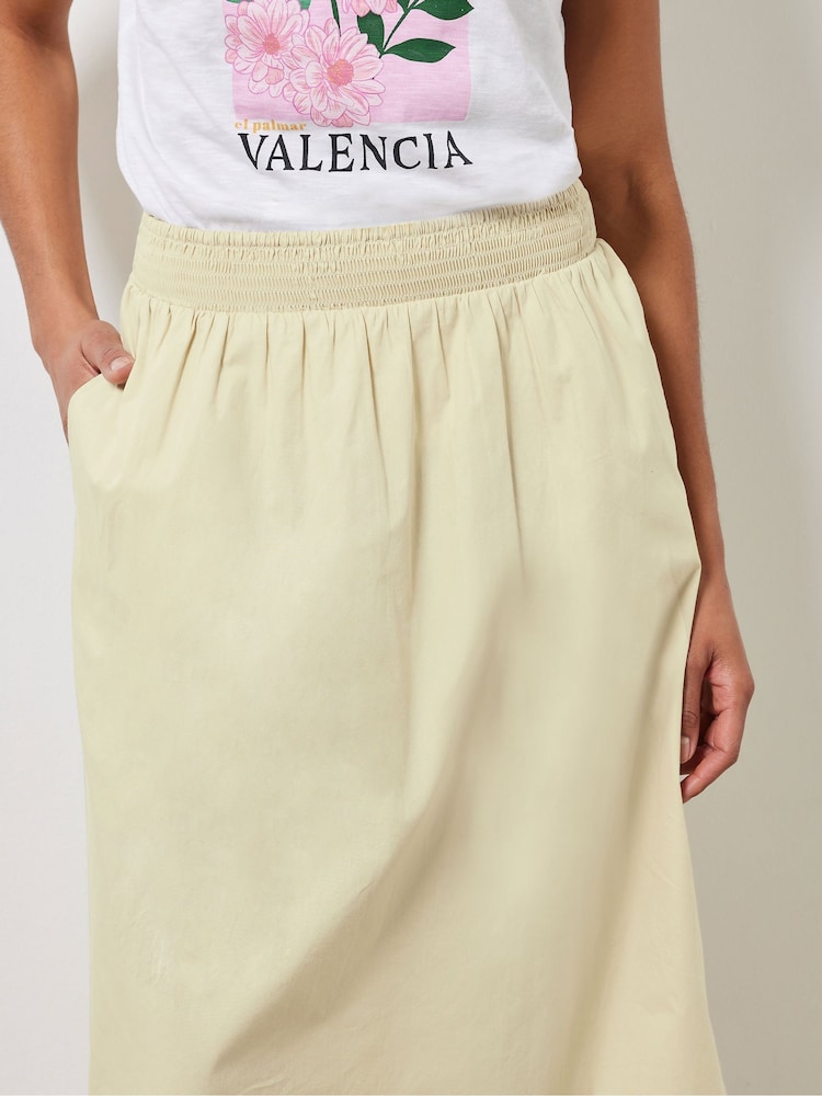 M&Co Natural Poplin Midi 100% Cotton Skirt - Image 4 of 4