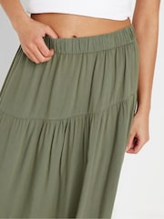 PixieGirl Petite Green Acid Wash Asymetric Tiered Maxi Skirt - Image 4 of 5