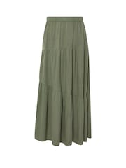 PixieGirl Petite Green Acid Wash Asymetric Tiered Maxi Skirt - Image 5 of 5