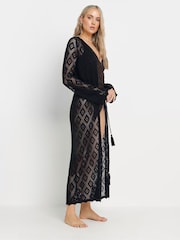 Long Tall Sally Black Crochet Knitted Maxi Cardigan - Image 3 of 5