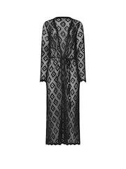 Long Tall Sally Black Crochet Knitted Maxi Cardigan - Image 5 of 5