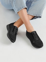 Yours Curve Black Extra-Wide Fit Toggle Lace-Up Trainers - Image 1 of 5