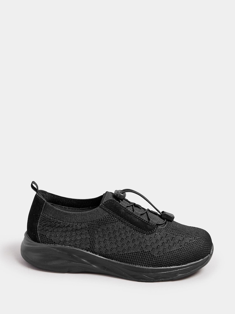 Yours Curve Black Extra-Wide Fit Toggle Lace-Up Trainers - Image 2 of 5