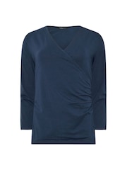 M&Co Blue 3/4 Sleeve Wrap Top - Image 5 of 5