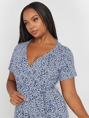 Yours Curve Blue Floral Maxi Wrap Dress - Image 4 of 6