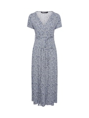 Yours Curve Blue Floral Maxi Wrap Dress - Image 6 of 6