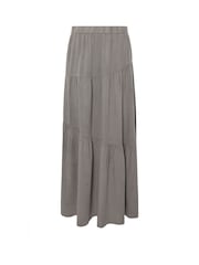 PixieGirl Petite Grey Acid Wash Asymetric Tiered Maxi Skirt - Image 5 of 5