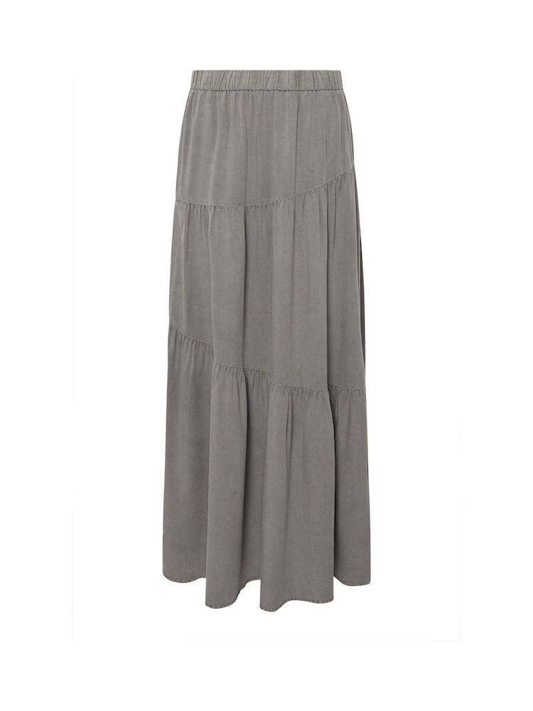 PixieGirl Petite Grey Acid Wash Asymetric Tiered Maxi Skirt - Image 5 of 5 PixieGirl Petite Grey Acid Wash Asymetric Tiered Maxi Skirt - Image 5 of 5