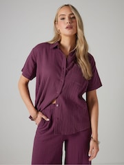 Long Tall Sally Red Cheesecloth Short Sleeve 100% Cotton Shirt - Image 2 of 5